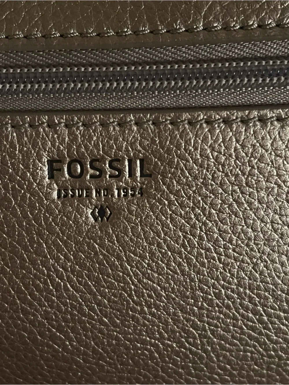 FOSSIL Leather Metallic Gold Crossbody Handbag